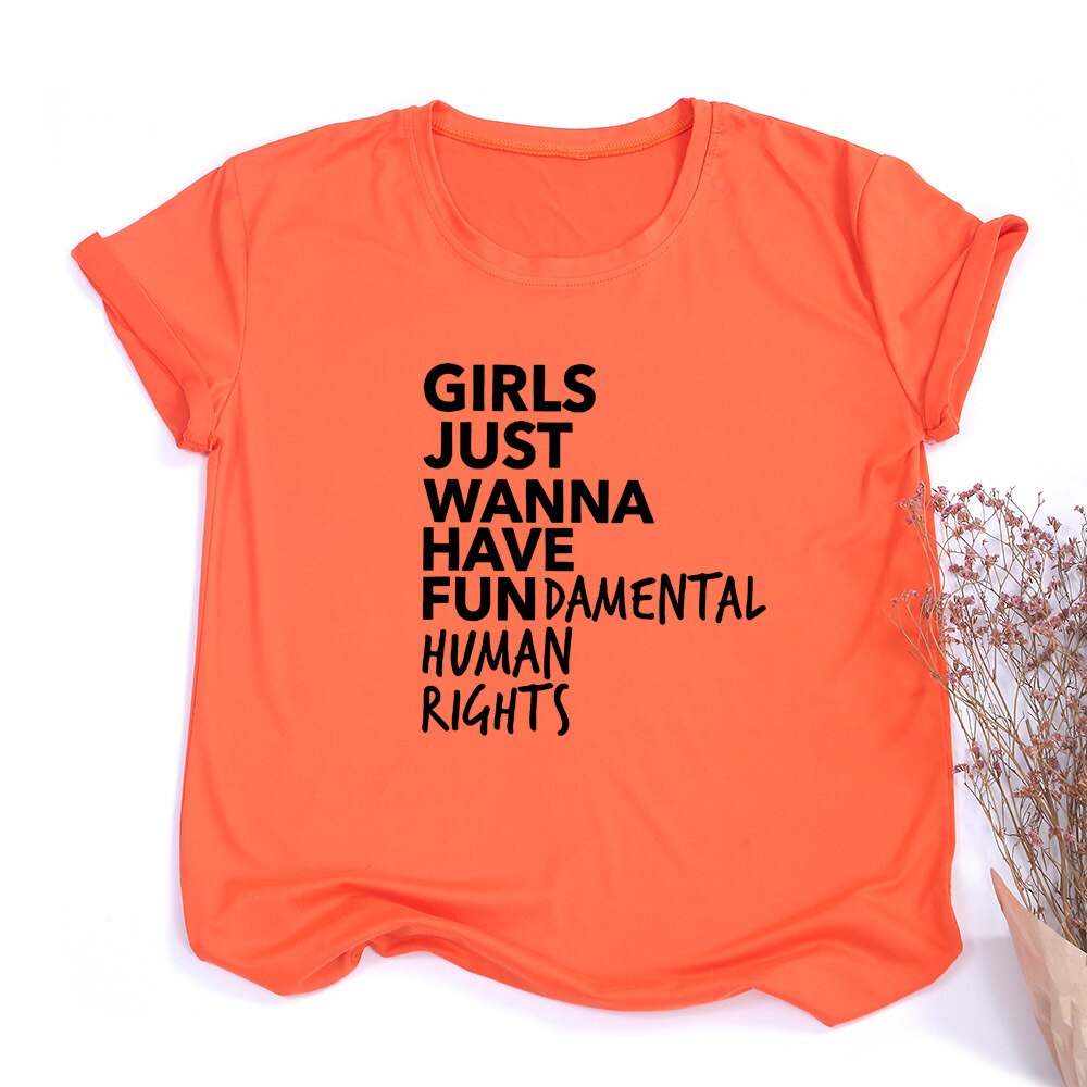 Empowerment in Style: Girls Just Wanna Have Fundamental Human Rights - Feminist T-Shirt