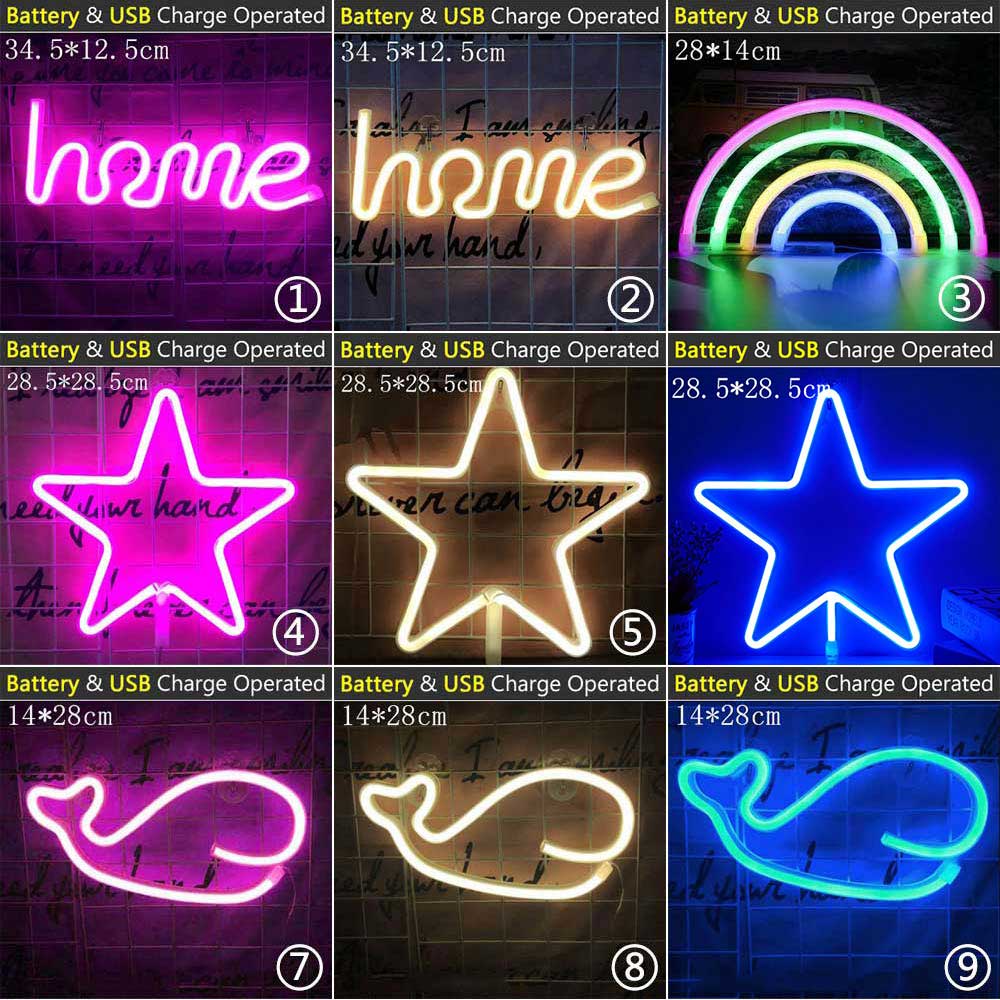 72 Styles LED Neon Light Hello Wall Art Sign Bedroom Decoration Rainbow Hanging Night Lamp Home Party Holiday Decor Xmas Gift