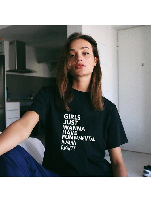 Empowerment in Style: Girls Just Wanna Have Fundamental Human Rights - Feminist T-Shirt