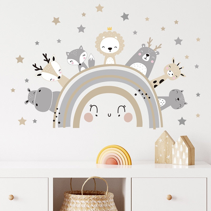 Cartoon Animal Wall Decor Sticker Wall Decals for Baby Boy Kids Room Baby Girl Bedroom Sticker Baby Nursery Interior Wallpaper