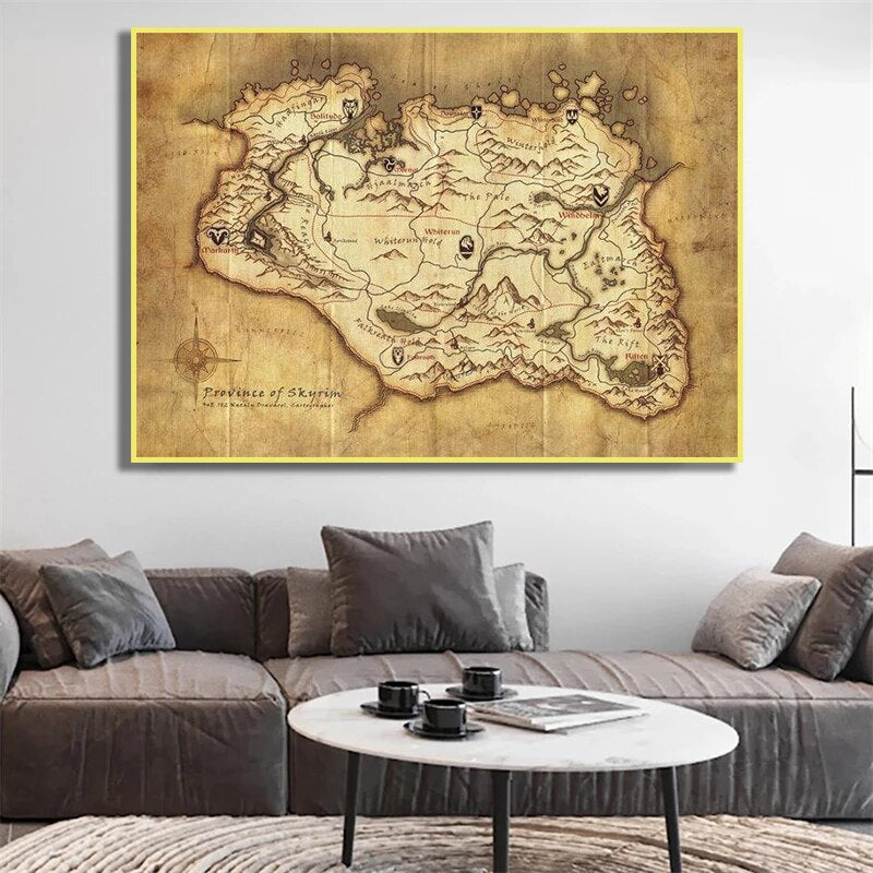 Skyrim Map Abstract Modern Print Art Canvas Poster For Living Room Decor Home Wall Picture