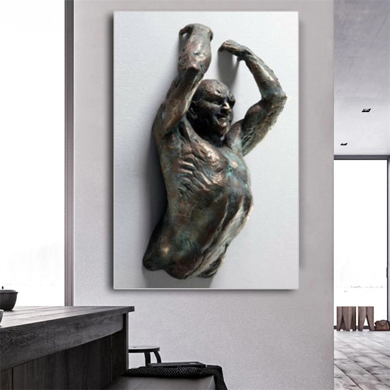 3D Wall Sculpture Abstract Figure Home Decoration Canvas Printed Mural Posters Street Art Ideals Living Room Gifts Decor Cuadros