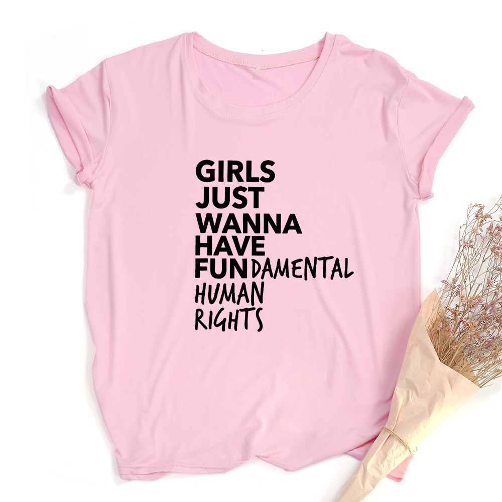 Empowerment in Style: Girls Just Wanna Have Fundamental Human Rights - Feminist T-Shirt