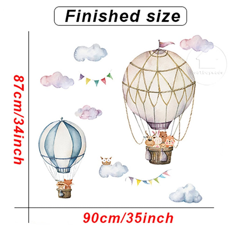 Cartoon Kids room Wall Decor Wall Stickers Hot Air Balloon Vinyl Wall Decals for Home Decoration Art Murals Sticker Wallpaper