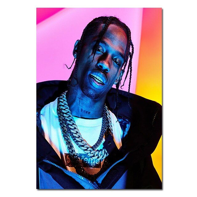 Rapper Travis Scotts Canvas Posters and Prints Music Star Wall Art Modern Decorative Paintings for Fans Bedroom Wall Decor Mural