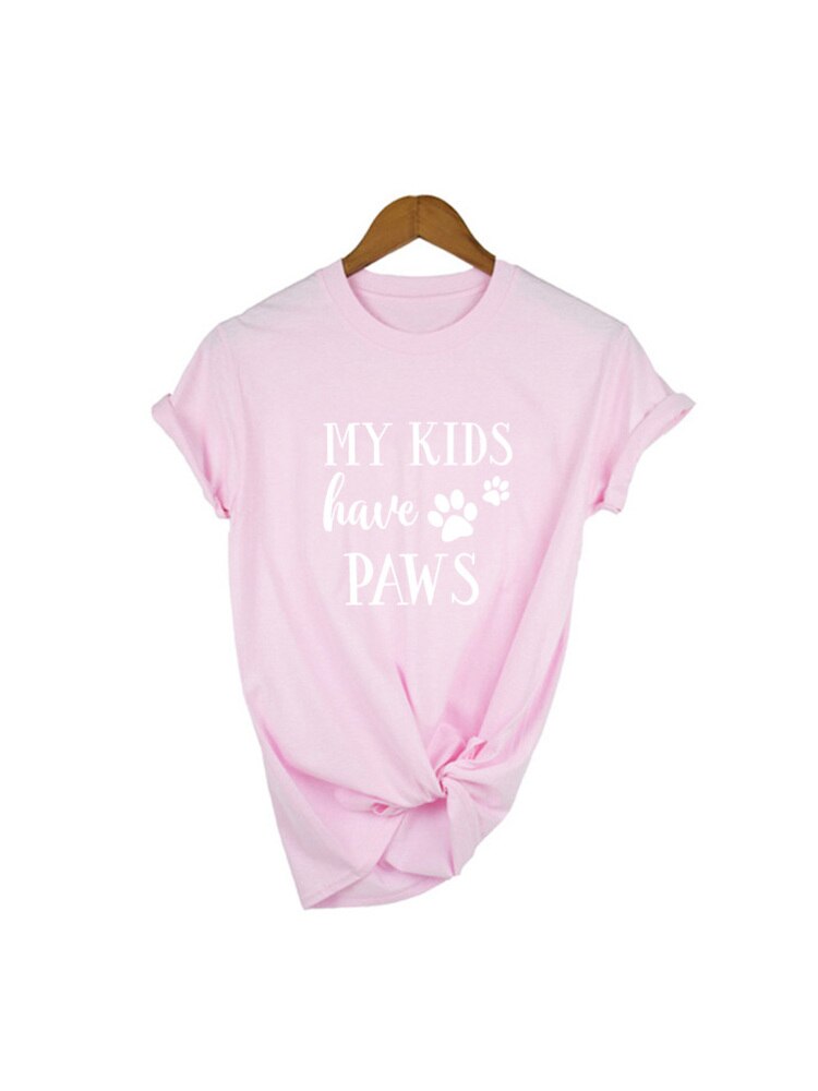 My Kids Have Paws Dog Mom Shirt Women Tshirt Summer Casual Dog Lover T Shirt Women Short Sleeve Dog Mama T-Shirts