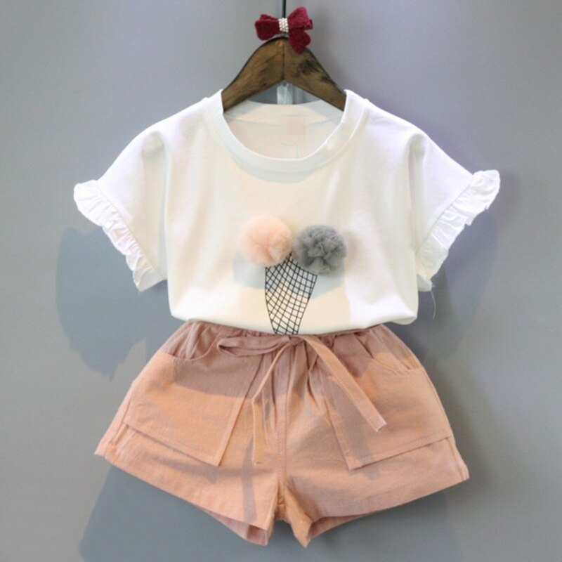 Bear Leader Summer Set: Adorable Baby Girl Outfit with Embroidery