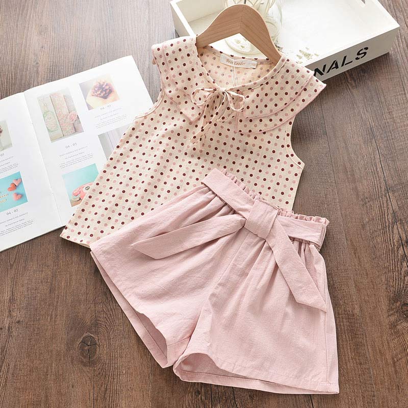 Bear Leader Summer Set: Adorable Baby Girl Outfit with Embroidery