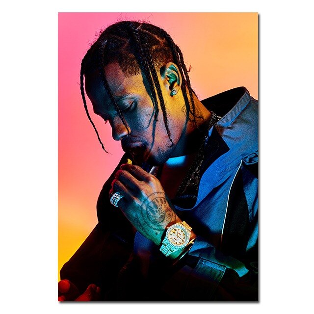 Rapper Travis Scotts Canvas Posters and Prints Music Star Wall Art Modern Decorative Paintings for Fans Bedroom Wall Decor Mural