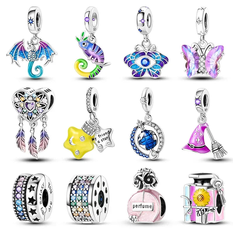 925 Sterling Silver Charms Pendants Fit Charm Bracelet Silver 925 Original Bead Charms for Jewelry Making Gift