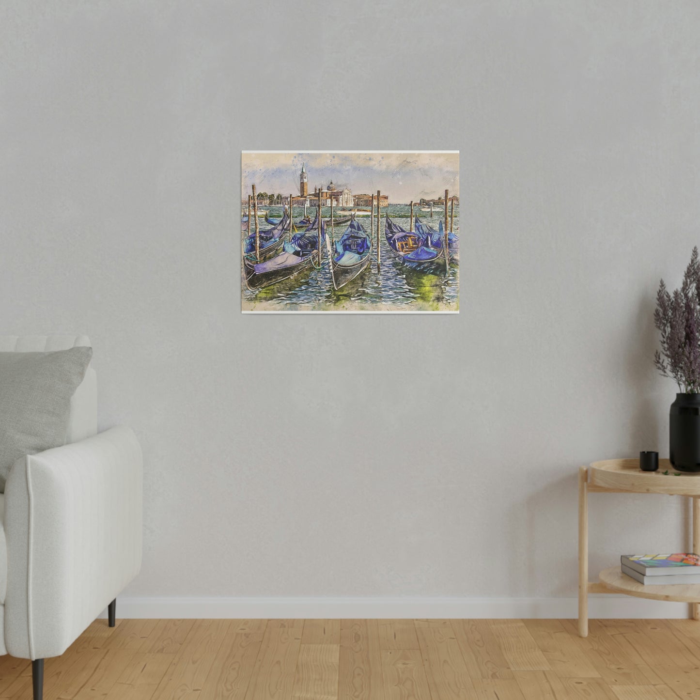 Venice Italy Gondolas Painting Matte Canvas print, Stretched