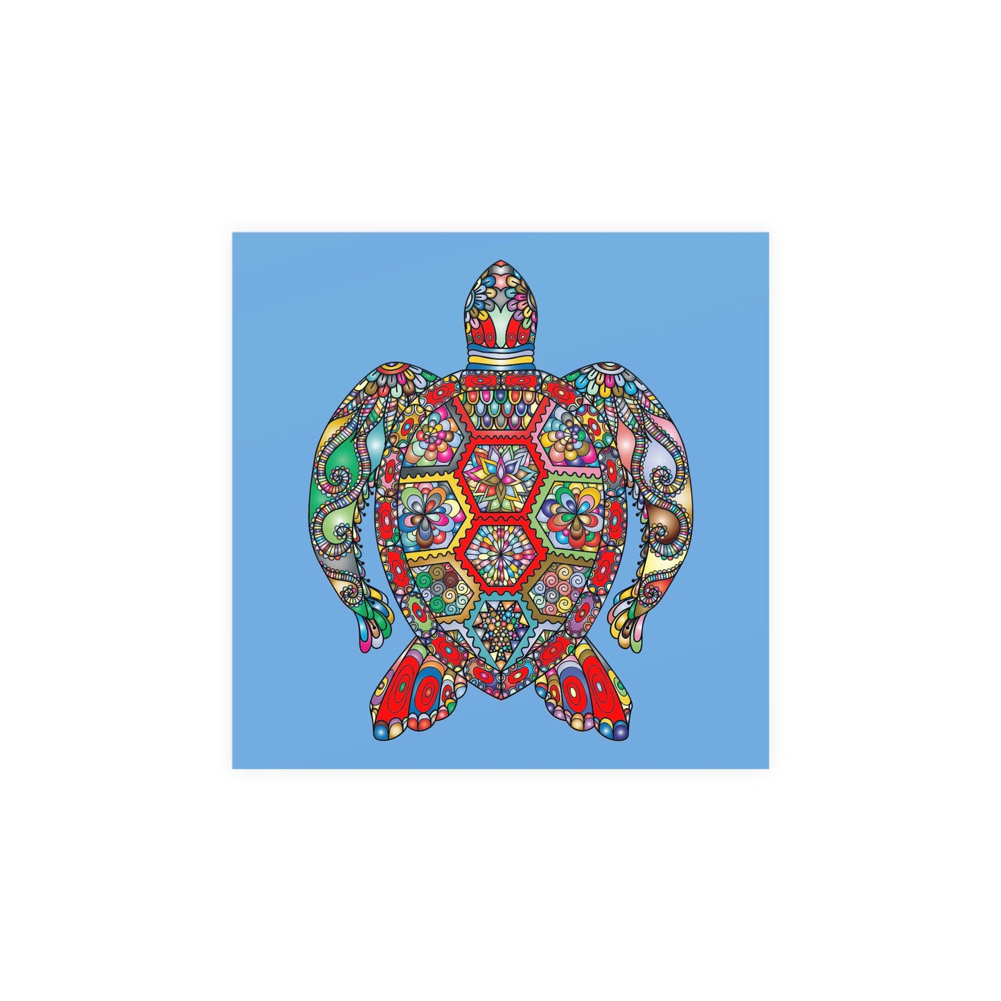 Matte Paper Poster Multicolor Mandala Turtle