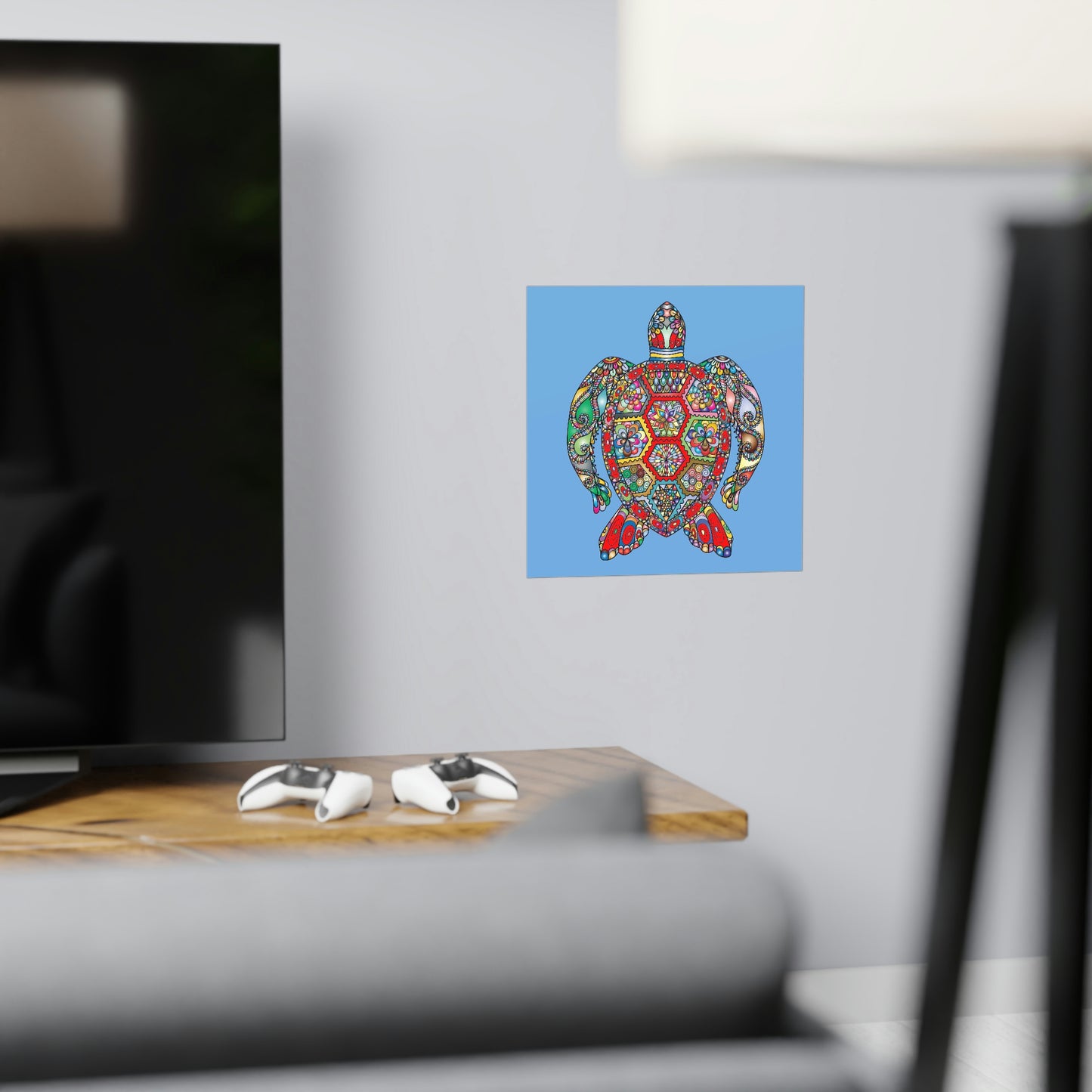 Matte Paper Poster Multicolor Mandala Turtle