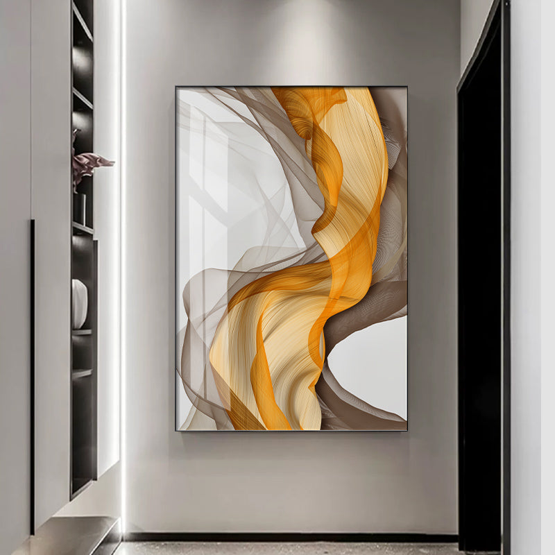 Abstract Yellow Grey Canvas Painting Wall Art