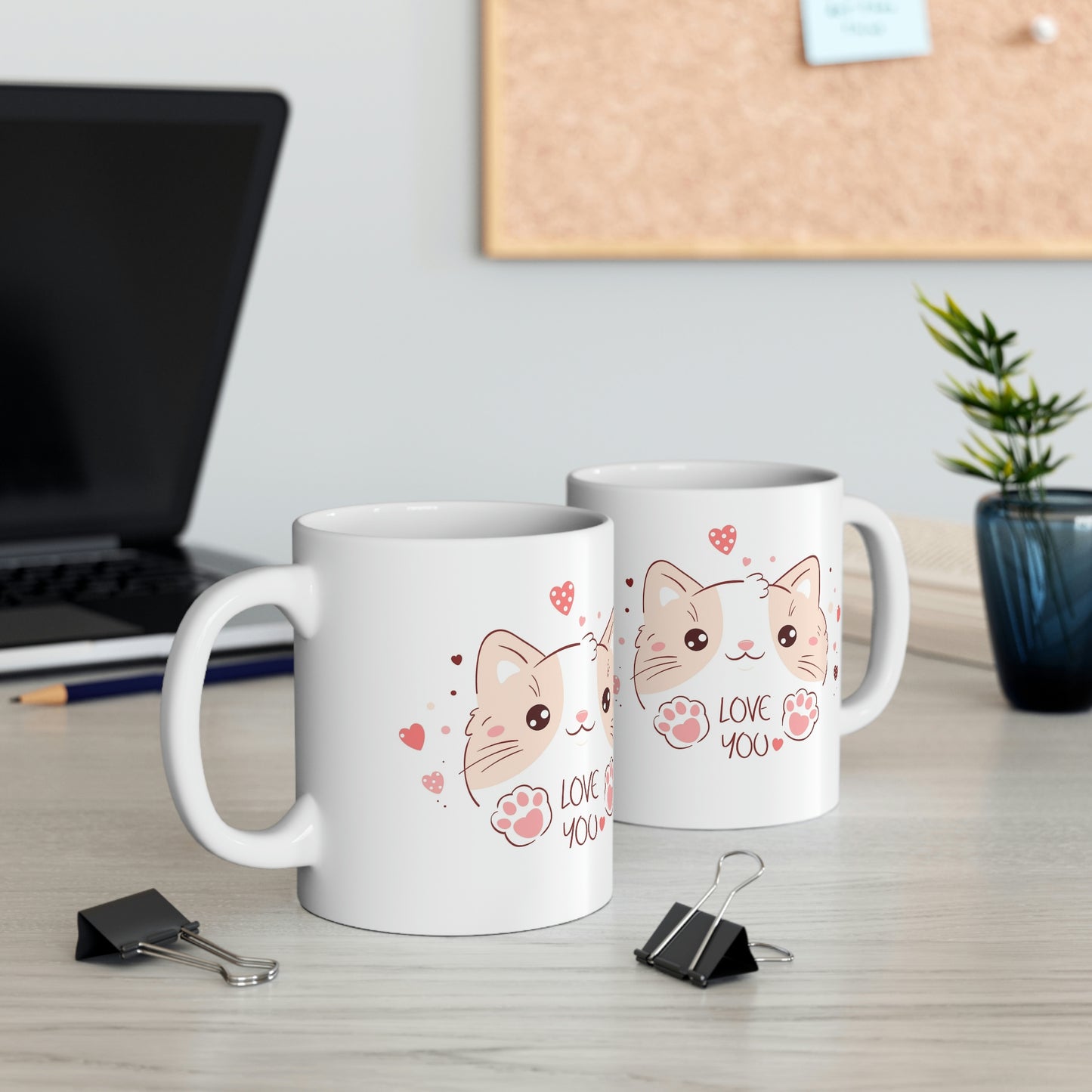 Ceramic Mug 11oz With A Cute Kitten Design - ILove You