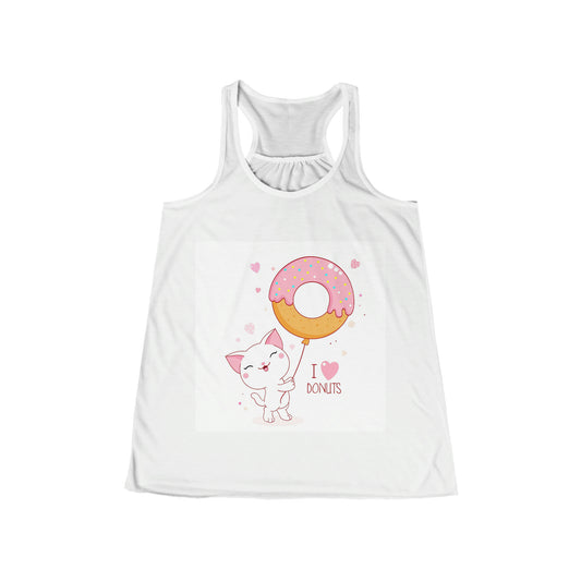 Women's Flowy Racerback Tank I love Donuts