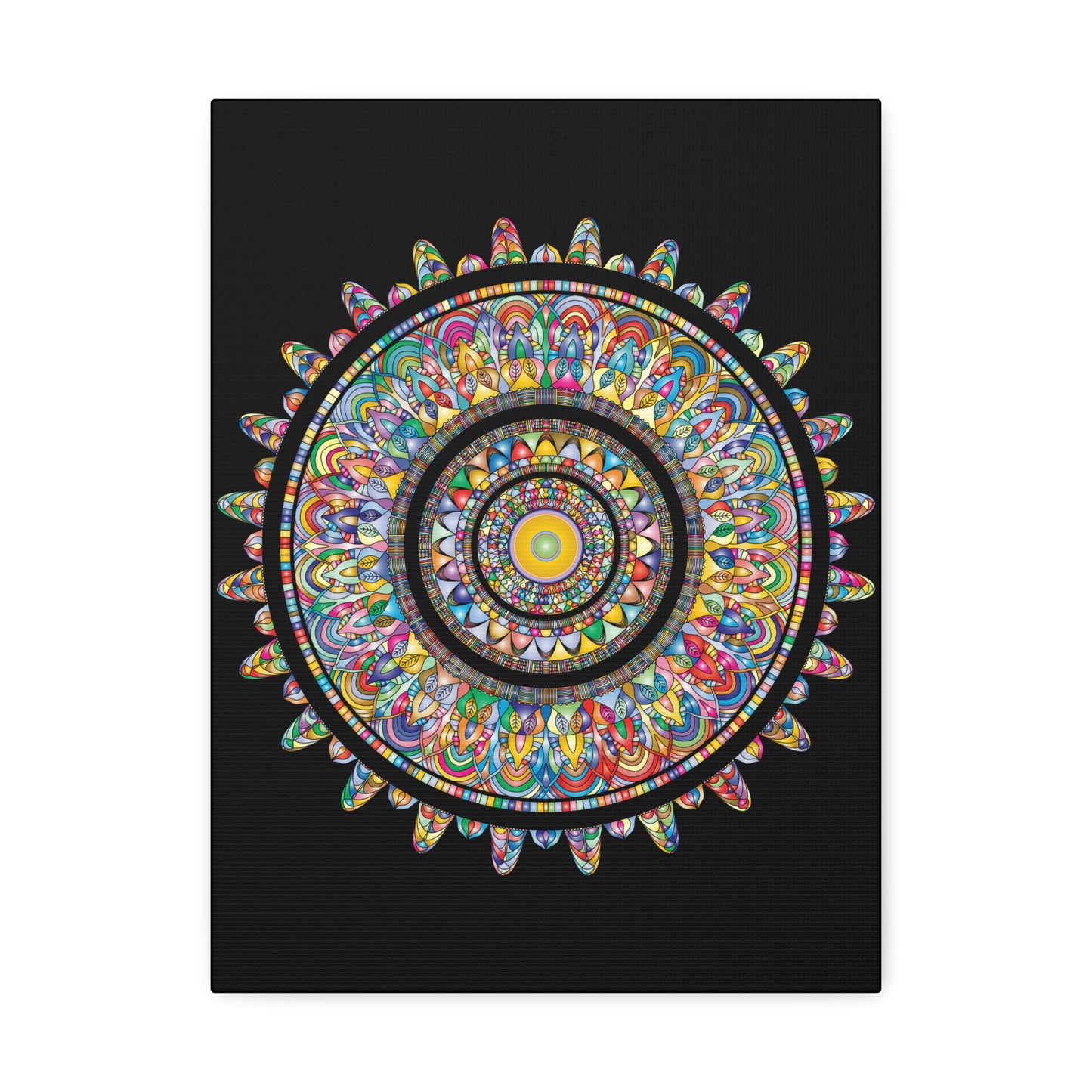 Beautiful Colorful Mandala Wall Art Satin Canvas, Stretched