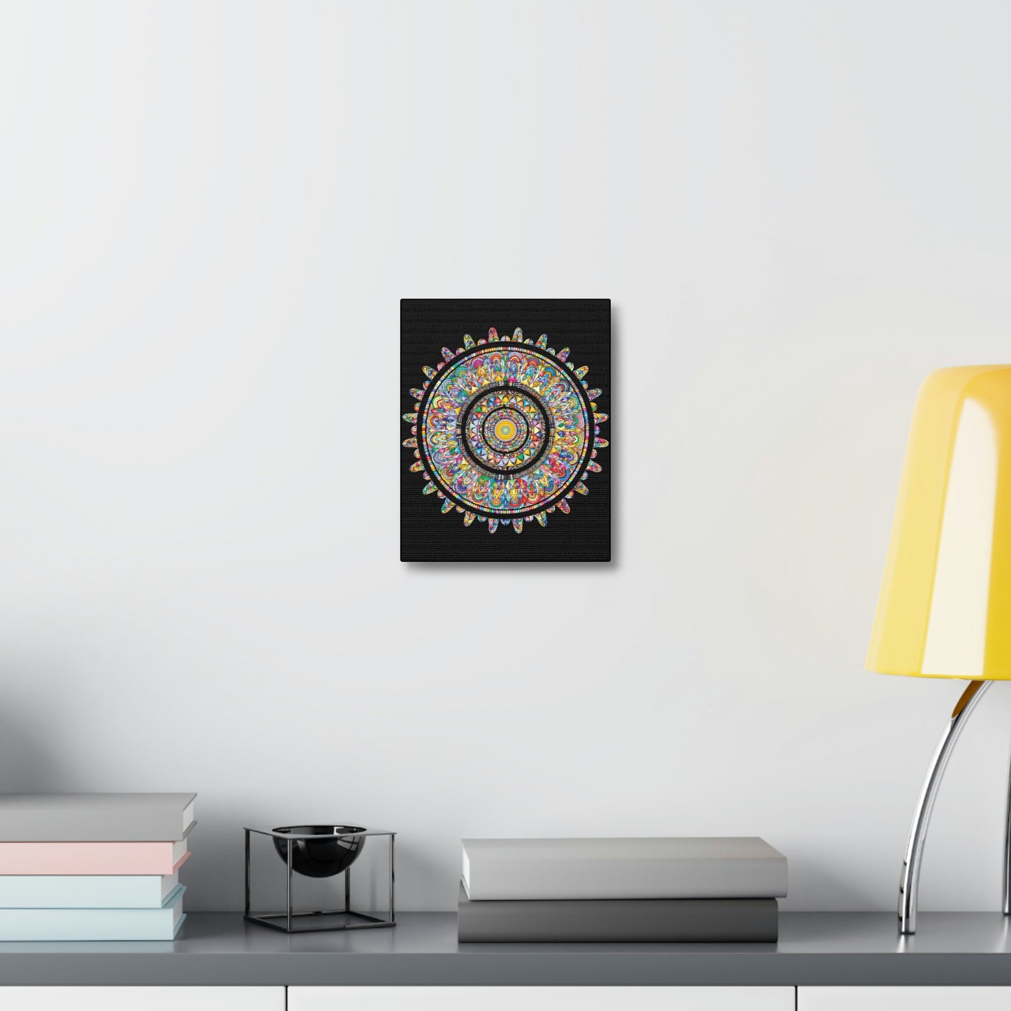 Beautiful Colorful Mandala Wall Art Satin Canvas, Stretched