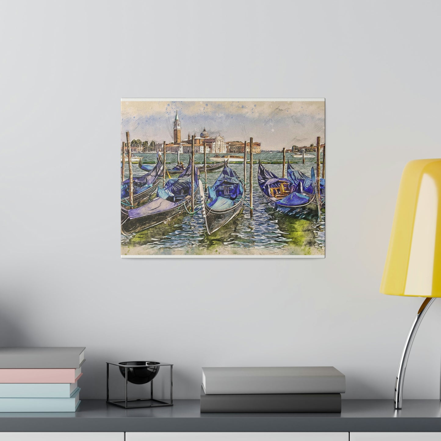 Venice Italy Gondolas Painting Matte Canvas print, Stretched