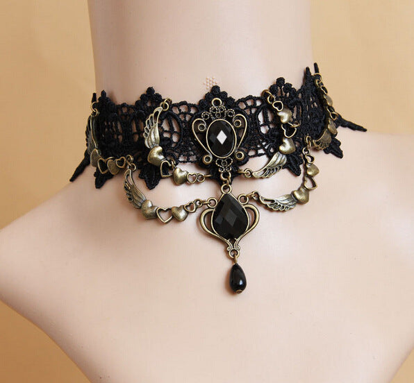 Vintage Black Lace Necklace