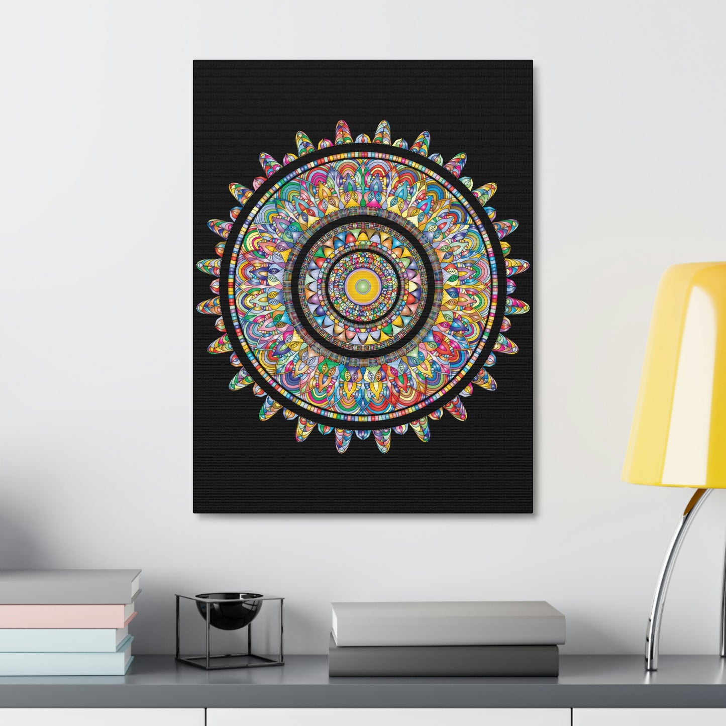 Beautiful Colorful Mandala Wall Art Satin Canvas, Stretched