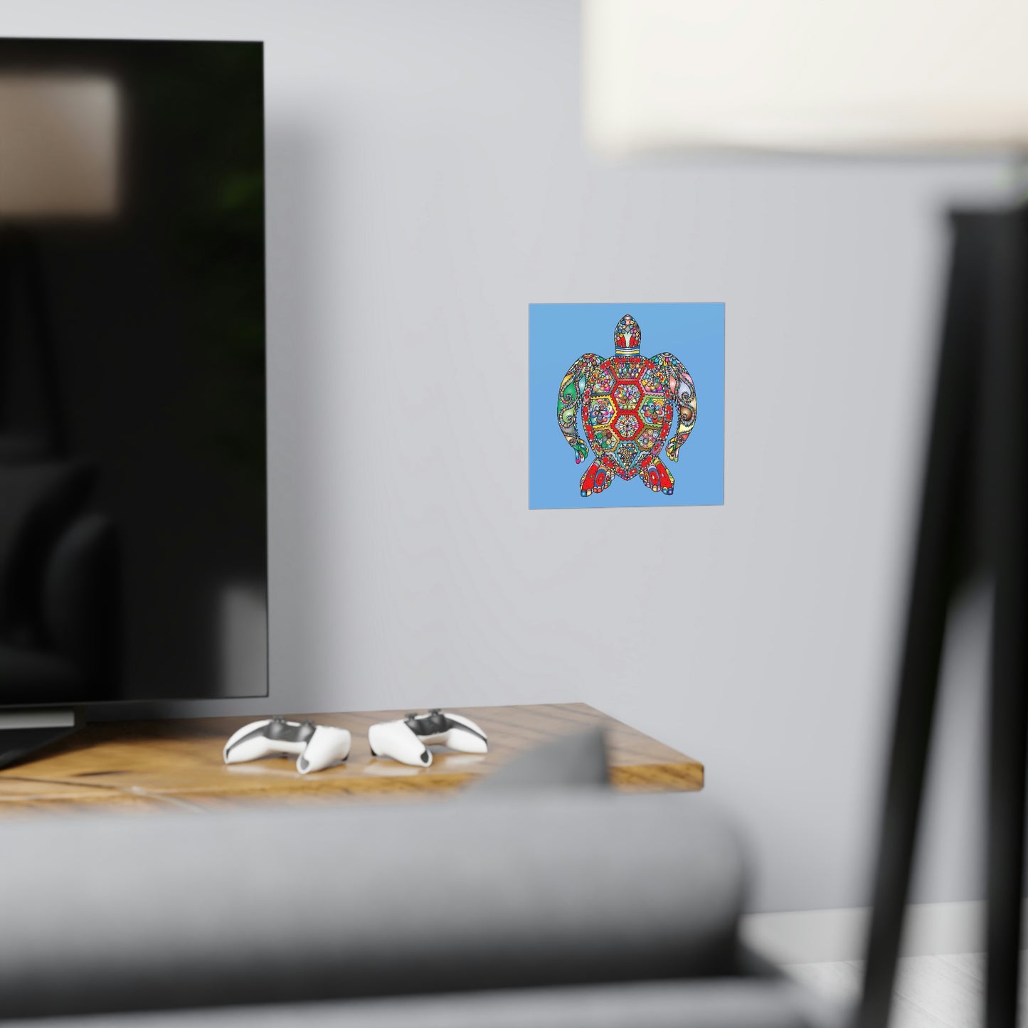 Matte Paper Poster Multicolor Mandala Turtle