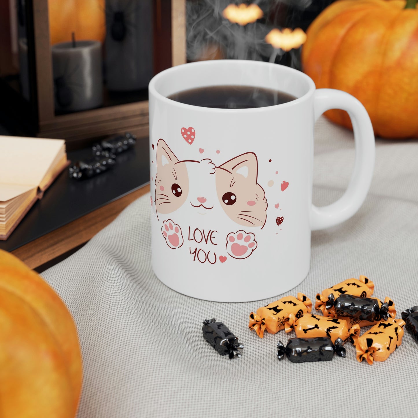 Ceramic Mug 11oz With A Cute Kitten Design - ILove You