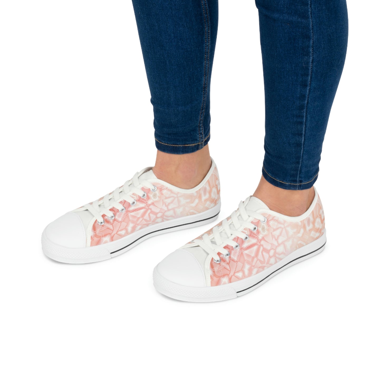 Women's Low Top Sneakers Stylish Pink/Beige/White Design