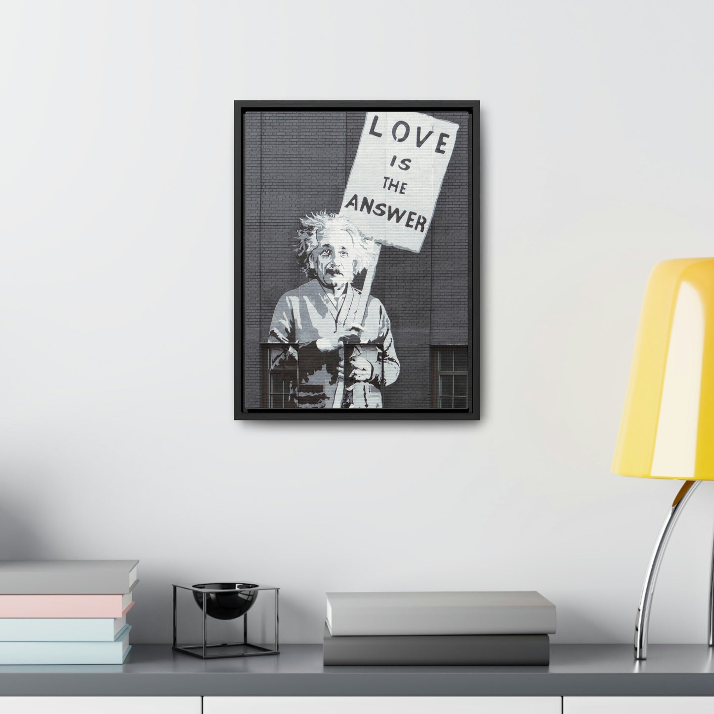 Einstein Love Is The Answer Canvas Print  Framed Gallery Canvas Wraps, Vertical Frame