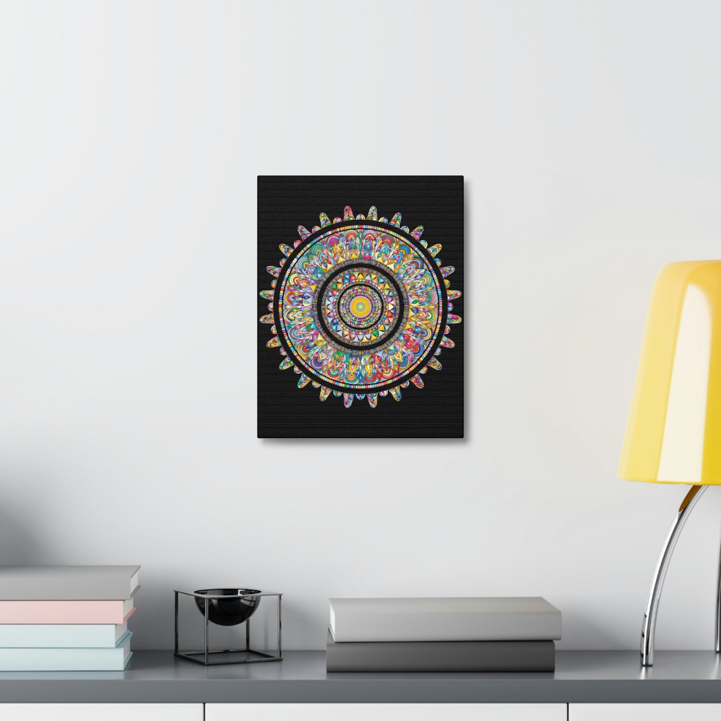 Beautiful Colorful Mandala Wall Art Satin Canvas, Stretched