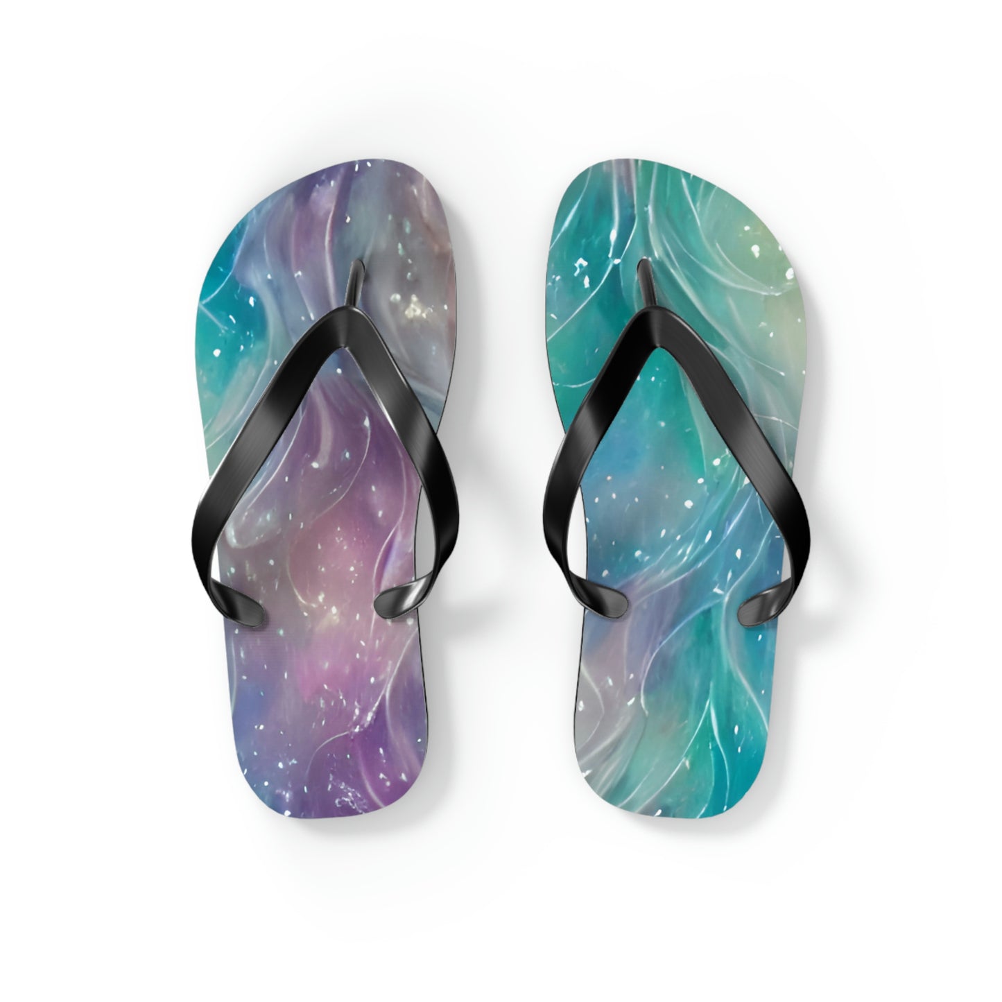 Flip Flops with Turquoise and Pink Design